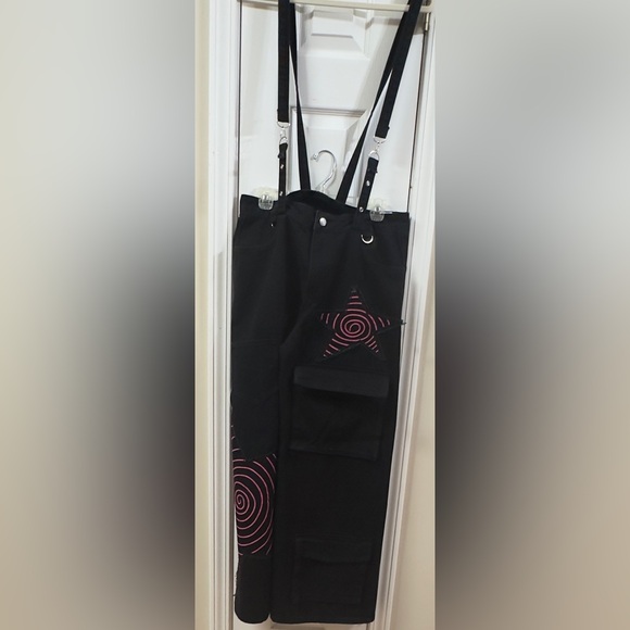 ROMWE Black Denim Overalls 36 x30 (B3) - Picture 3 of 4